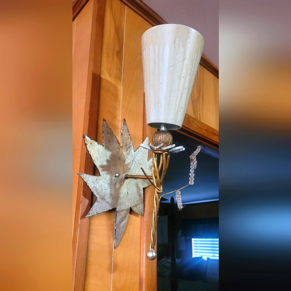 Art Deco Sconce ,Bronze ,Art Glass style of Galle' one Funky Wall Mount 50s